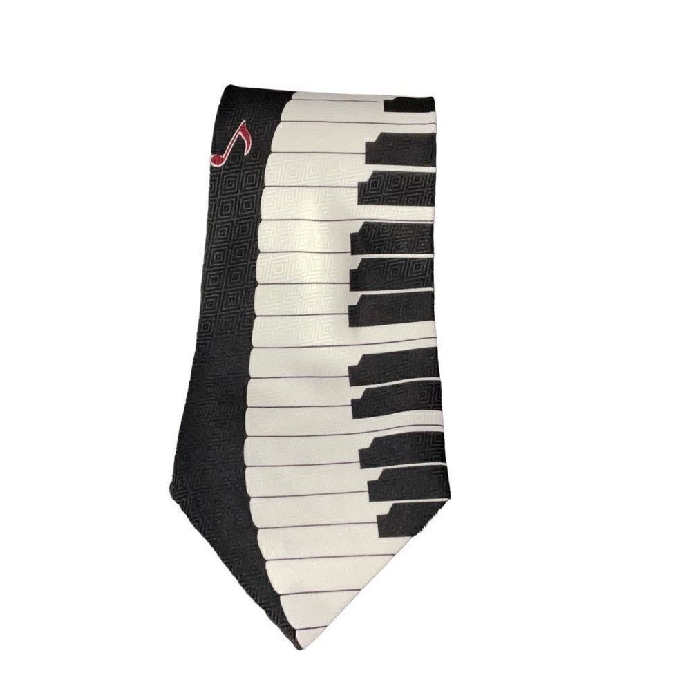 Umo Lorenzo Collection Music Keyboard Mens Polyester Tie Musician Piano Black